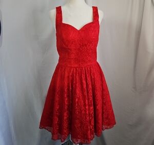 Chi Chi London Red Lace Fit-&-Flare Mini Dress Size 4 NWT